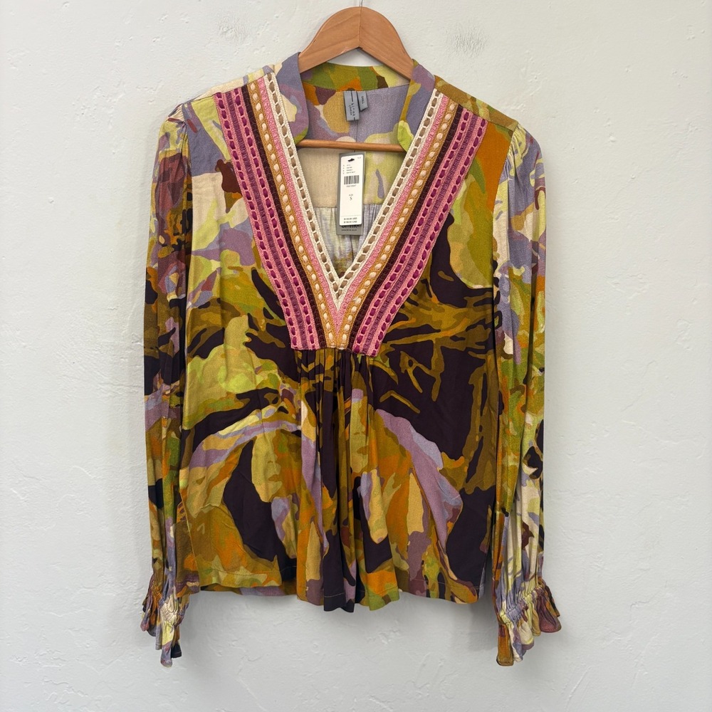 Anthropologie Bl-nk London Stephanie Top Women Size Small Multicolor Floral New